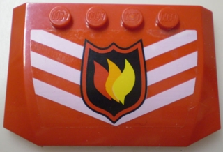 Lego Wedge 4 x 6 x 2/3 Triple Curved with Fire Logo Badge and 3 White Chevrons Pattern (Sticker) - Set 7239