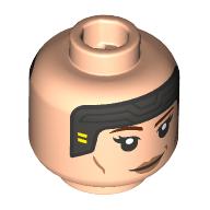 Lego Minifig Head Bo-Katan Kryze, Reddish Brown Eyebrows, Medium Nougat Lips, Silver Headband, Closed Mouth / Angry Teeth / Light Nougat