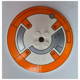 Dish 8 x 8 Inverted [Radar] with Orange Band, Dark Bluish Grey Droid Plating Print (BB-8 Left Side)