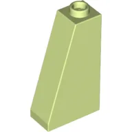 Brick Sloped 75° 2 x 1 x 3 with Hollow Stud / Yellowish Green