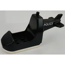 Duplo Helicopter Body without Skids with White Base and 'POLICE' Print / Black