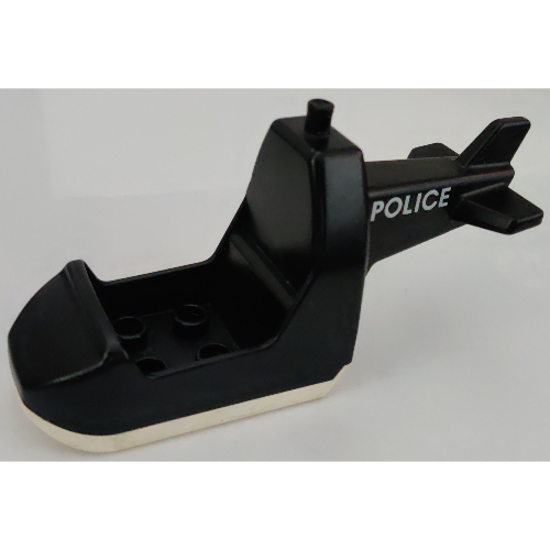 Lego Duplo Helicopter Body without Skids with White Base and 'POLICE' Print / Black