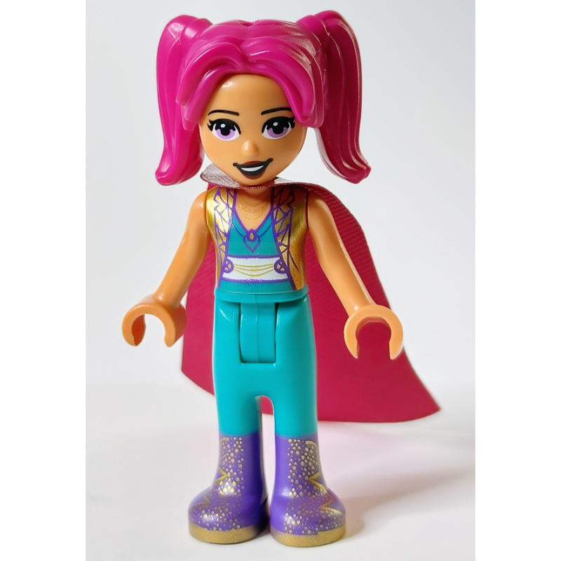 Lego Camila - Gold Jacket, Dark Turquoise Pants, Magenta Hair, Cape