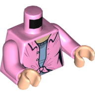 Lego Torso Shirt, Knotted, over Lavender Undershirt Print, Bright Pink Arms, Light Nougat Hands / Bright Pink