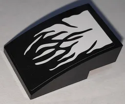 Slope, Curved 3 x 2 with Black Flames on White Background Pattern (Sticker) - Set 76151