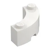 Brick Round Corner 3 x 3 Macaroni with 2 Studs / White