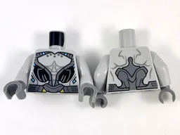 Torso Alien with Silver and Black Armor, Dark Bluish Gray Muscles Outline Pattern / Light Bluish Gray Arms / Dark Bluish Gray Hands