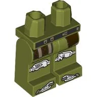 Hips and Olive Green Legs with Black Belt, Dark Brown Pockets, White Clamps on Knees and Toes Print / Olive Green