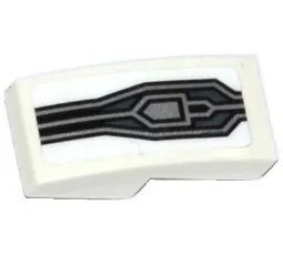 Slope, Curved 2 x 1 x 2/3 with Silver Lines and Pentagon on White Background Pattern (Sticker) - Set 70316