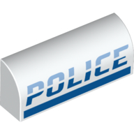 Lego Brick Curved 1 x 4 x 1 1/3 No Studs with Medium Blue and Blue 'POLICE' print