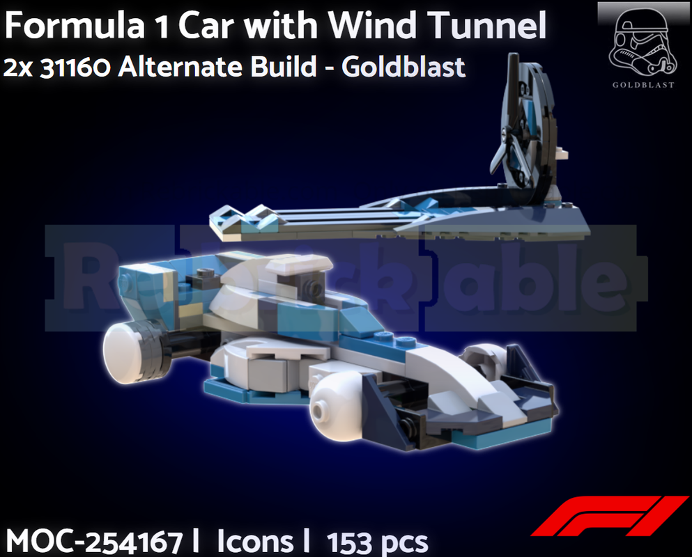 Lego Formula 1 Car with Wind Tunnel - 2x 31160 Alternate Build