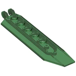Hinge Plate 1 x 8 Locking with Angled Side Extensions, Rounded Plate Underside, 9 Teeth / Trans-Green