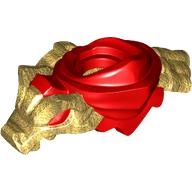 Lego Minifig Neckwear Shoulder Armour With Pearl Gold Dragon pattern / Red
