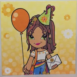 Clikits Insert 4 x 4 with 'Daisy' Holding a Card and a Balloon Print / [No Color/Any Color]