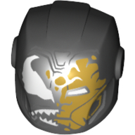 Lego Helmet with Armor Plates and Ear Protectors with White Eyes, Sharp Teeth, Partly Iron Man Mask (Venom) / Black