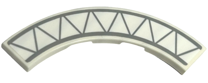 Lego Tile, Round Corner 4 x 4 Macaroni with Light Bluish Gray Curved and Zigzag Girder Lines Pattern (Sticker) - Set 40569