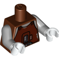 Lego Torso Brown Vest with Control Panel Print (Dengar), Light Bluish Gray Arms, White Hands / Reddish Brown