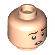 Lego Minifig Head Pippin, Reddish Brown Eyebrows, Raised Eyebrows Confused/Questioning, Rabbit Teeth print / Light Nougat