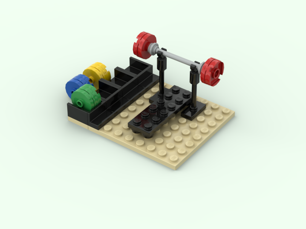 Lego Gym Bench Press with plate olders