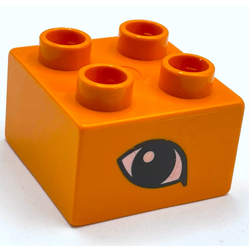 Lego Duplo Brick 2 x 2 with Eye, Lion's Print / Orange