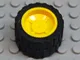 Wheel 18mm D. x 14mm with Black Tire 24 x 14 Shallow Tread (30285 / 30648) / Yellow