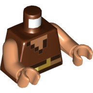 Lego Torso Pixelated Vest and Belt, Dark Brown and Nougat Squares Print, Nougat Arms and Hands / Reddish Brown