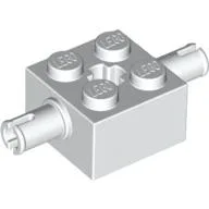 Brick Special 2 x 2 with 2 Pins and Axle Hole / White