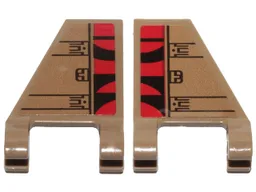 Flag 2 x 2 Trapezoid with Flat Edge with Black Curved Stripes on Red Background and Hull Plates Pattern on Both Sides (Stickers) - Set 75215