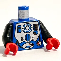 Torso Hydronaut Silver Diving Print, Black Arms, Red Hands / Blue