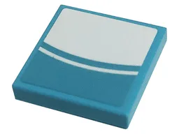Tile 2 x 2 with White Line and Curved Rectangle on Medium Azure Background Pattern (Sticker) - Set 41443 / Medium Azure