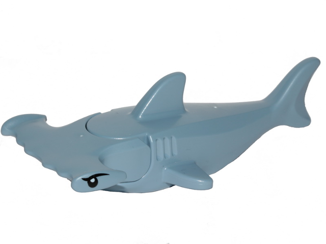 Lego Shark, Hammerhead with Debossed Gills with Black Eyelids and Eyes with White Pupils Pattern
