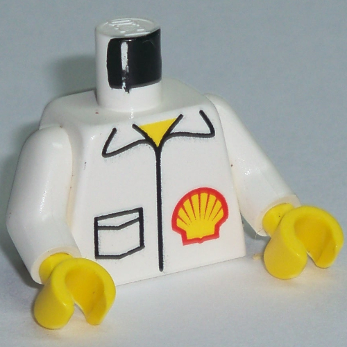 Lego Torso Jacket with Shell Logo and Pocket Print, White Arms, Yellow Hands / White