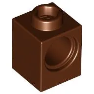 Technic Brick 1 x 1 with Pin Hole / Reddish Brown