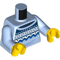 Lego Torso Sweater, Blue, White, and Dark Blue Details Print, Bright Light Blue Arms, Yellow Hands / Bright Light Blue