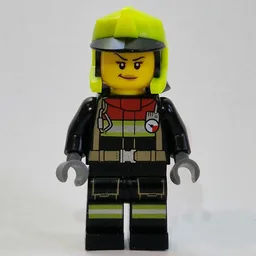 Firefighter, Black Fire Suit, Vibrant Yellow Helmet