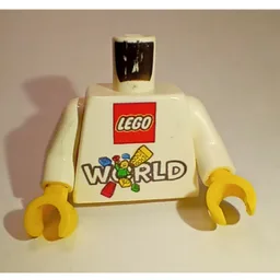 Torso, 'LEGO World', '2016 Ik was erbij! www.LEGOWORLD.nl' on Back Print, White Arms, Yellow Hands / White