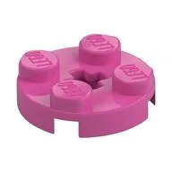 Plate Round 2 x 2 with Axle Hole Type 1 (+ Opening) / Medium Dark Pink