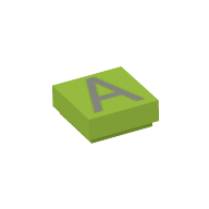 Lego Tile 1 x 1 with letter Capital A Print / Lime