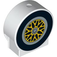 Lego Duplo Brick 1 x 3 x 2 Round Top with Wheel and Tire Print / White