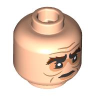 Lego Minifig Head Goblin, Dark Orange Wrinkles, Dark Red Eyebrows, Worried / Black Eyebrows, Gold Glasses, Mean Smile, Sharp Teeth / Light Nougat