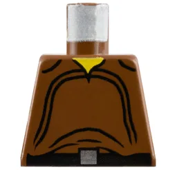 Torso SW Loose Shirt with Black Curved Lines, Belt with Silver Square Buckle, Yellow Neck Pattern / Brown