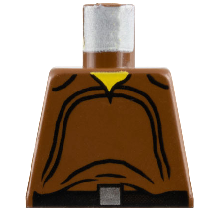 Lego Torso SW Loose Shirt with Black Curved Lines, Belt with Silver Square Buckle, Yellow Neck Pattern