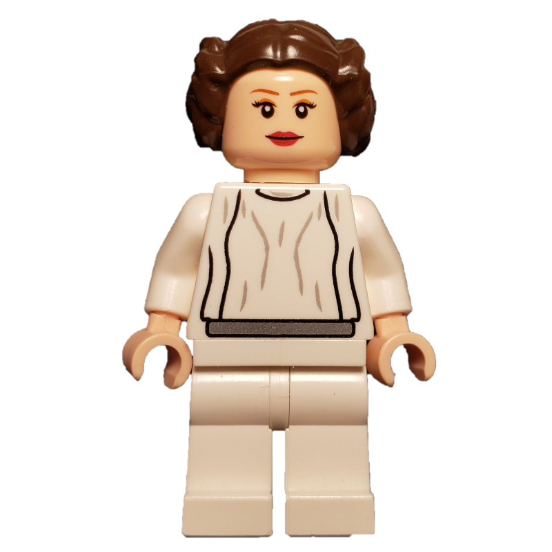 Lego Princess Leia, White Robe, Dark Brown Hair, Plain Belt