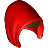 Lego Hair and Hood, Dark Brown Hair Print / Red