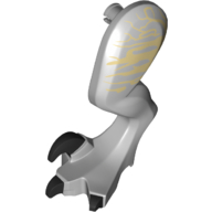 Lego Animal Body Part, Dinosaur, Raptor Leg, Left, with Pin, Black Claws, Tan Stripes / Light Bluish Gray