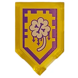 Tile Special 2 x 3 Pentagonal with Nexo Power Shield Print - Clover of Misfortune / Trans-Yellow