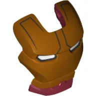 Headwear Accessory Visor Top Hinge with Gold Face Shield, Black Lines on Forehead and White Eyes Print (Iron Man) / Dark Red