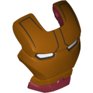 Lego Headwear Accessory Visor Top Hinge with Gold Face Shield, Black Lines on Forehead and White Eyes Print (Iron Man) / Dark Red
