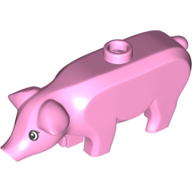 Lego Animal, Pig, Large with Black Eyes and White Pupils and Eyelashes Print