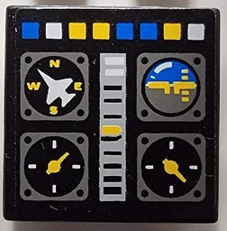 Tile 2 x 2 with Avionics Controls Pattern (Sticker) - Set 8222